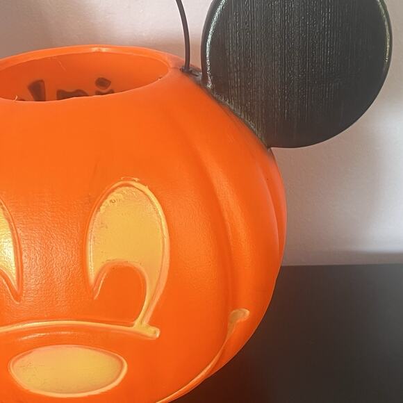 Disney MICKEY MOUSE HALLOWEEN PUMPKIN Blow Mold Trick or Treat Candy Bucket Pail - Picture 3 of 8